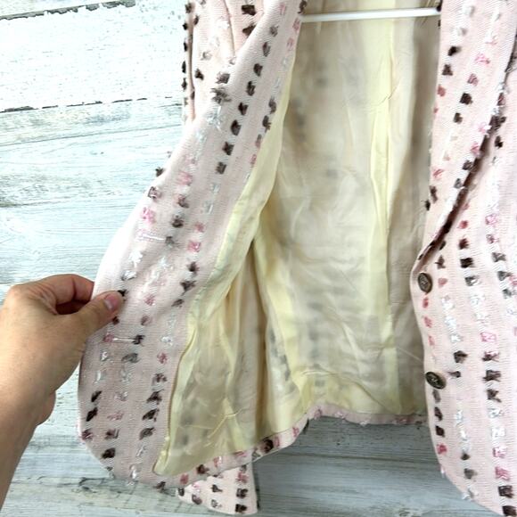 Bernard Zins Paris Women’s 4 Pink Nina Blazer Jacket Pearl Button Work Dressy - Picture 7 of 7